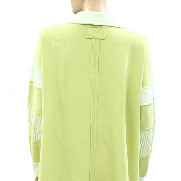 Free People We The Free Clean Prep Polo Pullover Top Oversized Striped L 271670 - Picture 7 of 8